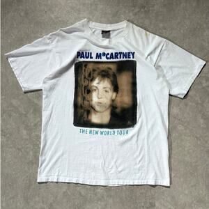 1993 Vintage Paul McCartney The New World Tour White T Shirt Size XL